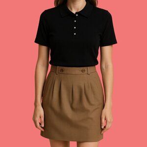 BCBG Camel Wool Blend High-Waisted Mini Skirt - Size 6